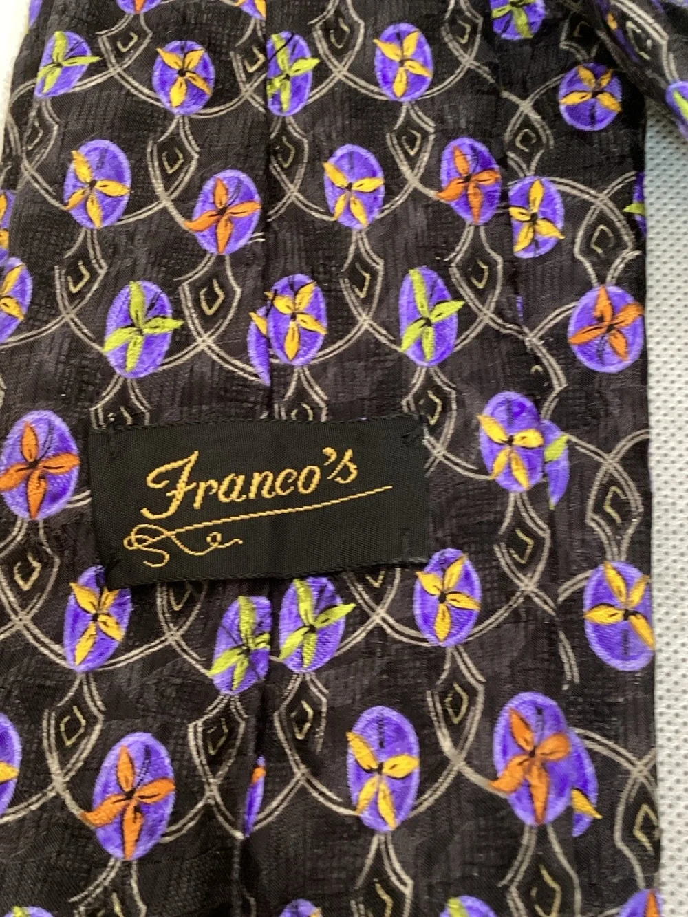 Robert Talbot For Franco’s Men’s Silk Tie Black Purple Designer Necktie - Picture 3 of 4